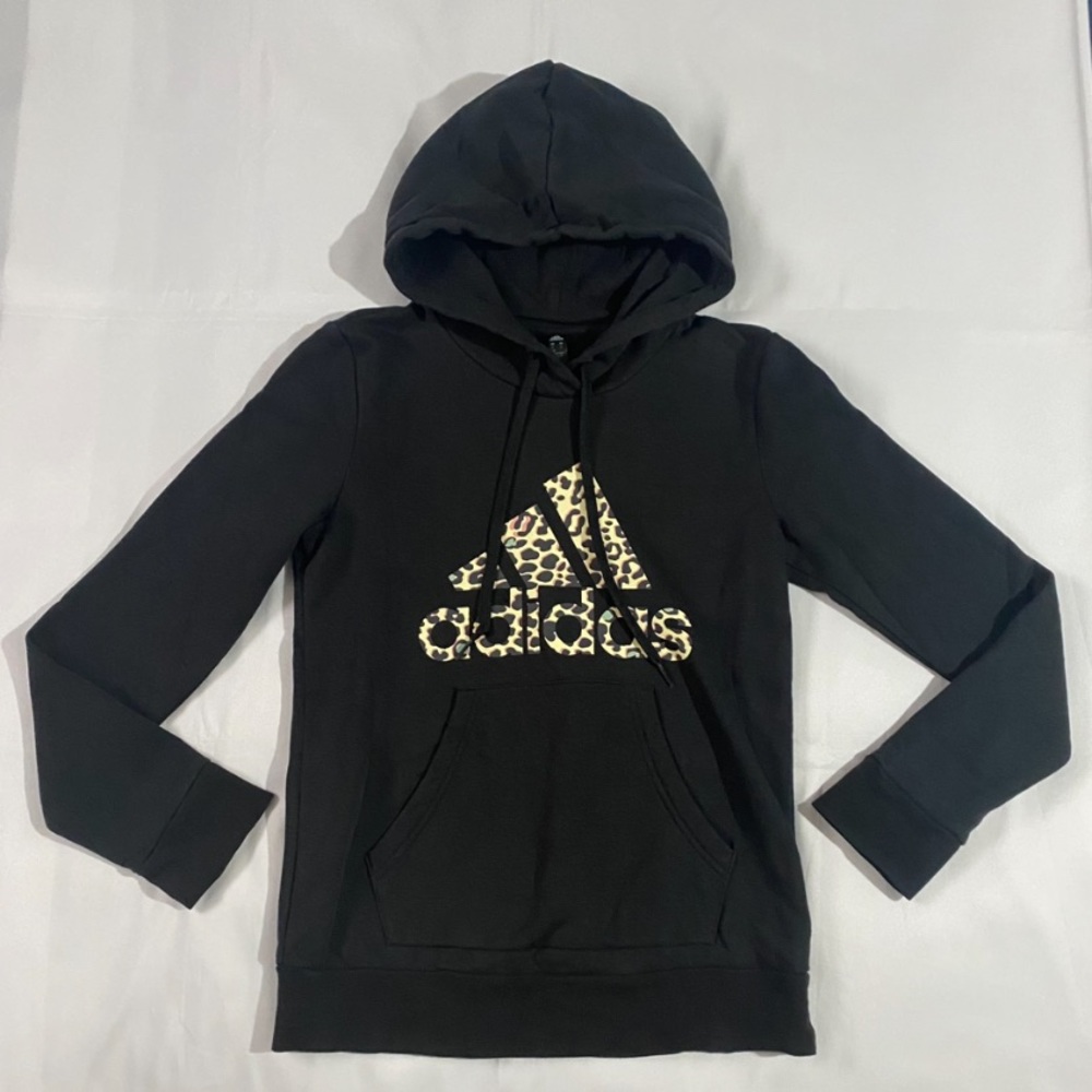 Adidas Leopard Print Logo Hooded Sweatshirt